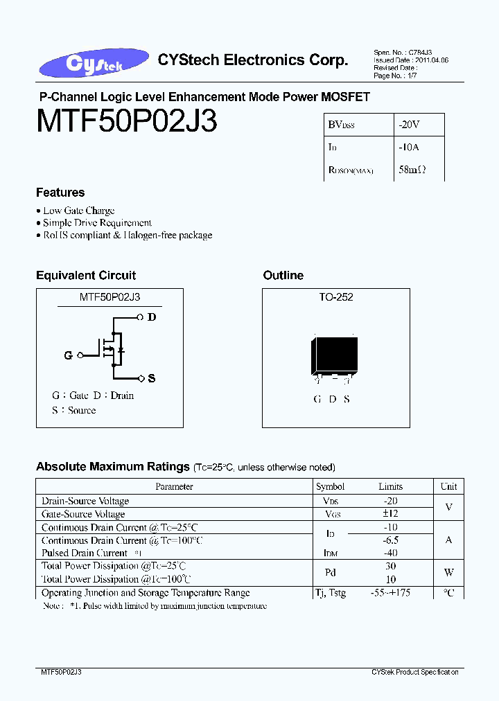 MTF50P02J3_7542331.PDF Datasheet
