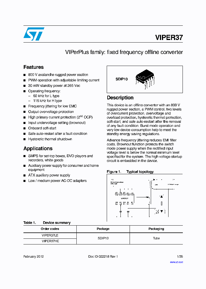 VIPER37_7577090.PDF Datasheet