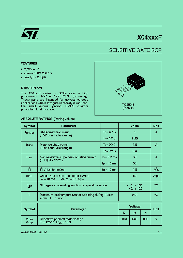 X0402nf 7728588 Pdf Datasheet Download Ic On Line