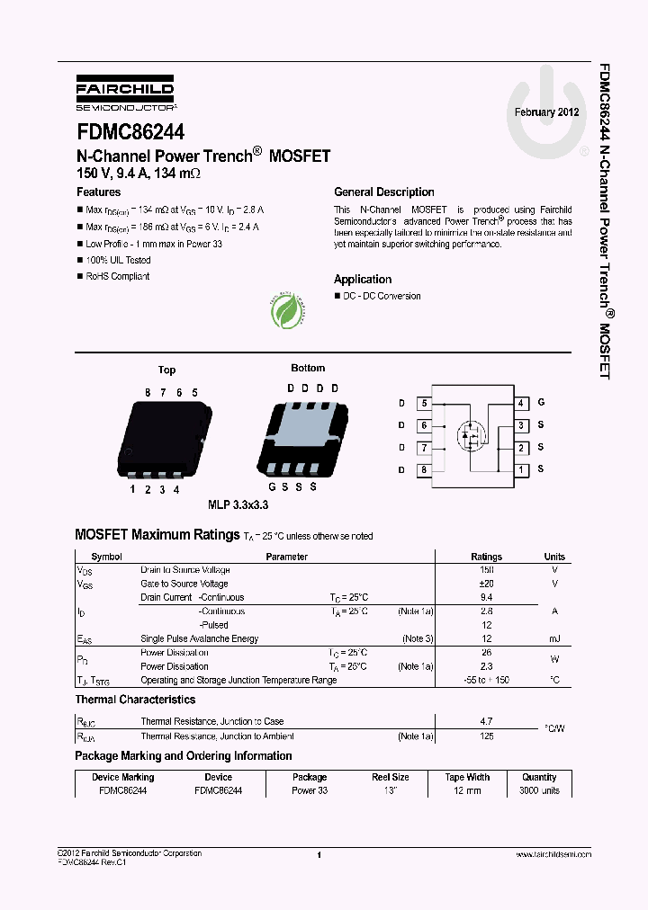 FDMC86244_7781518.PDF Datasheet