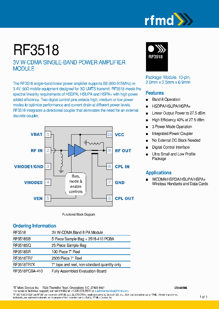RF3518PCBA-410_8190405.PDF Datasheet