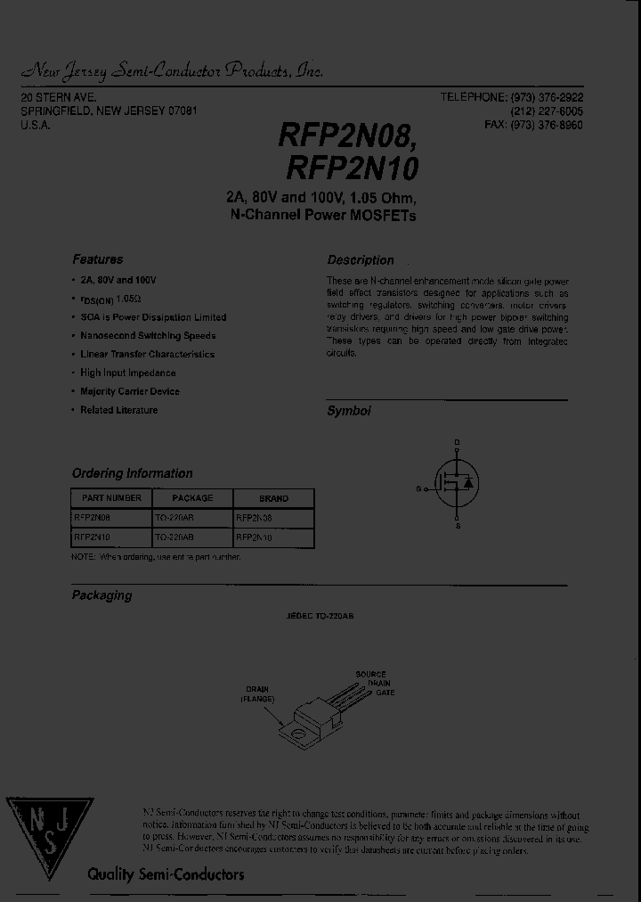 RFP2N10_8198643.PDF Datasheet