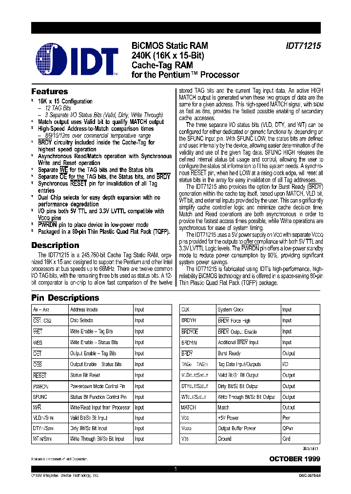 IDT71215S10PF9_8207845.PDF Datasheet