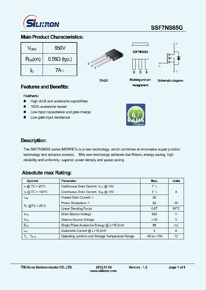 SSF7NS65G_8216133.PDF Datasheet