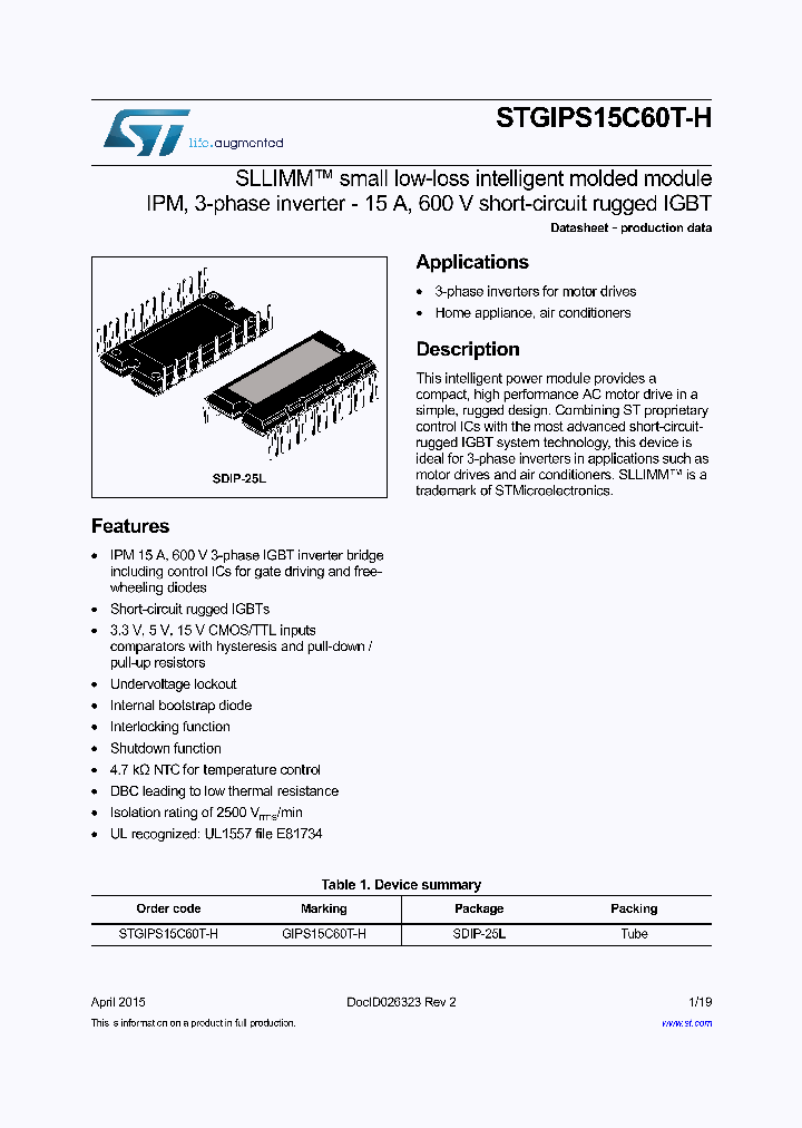 STGIPS15C60T-H_8346470.PDF Datasheet