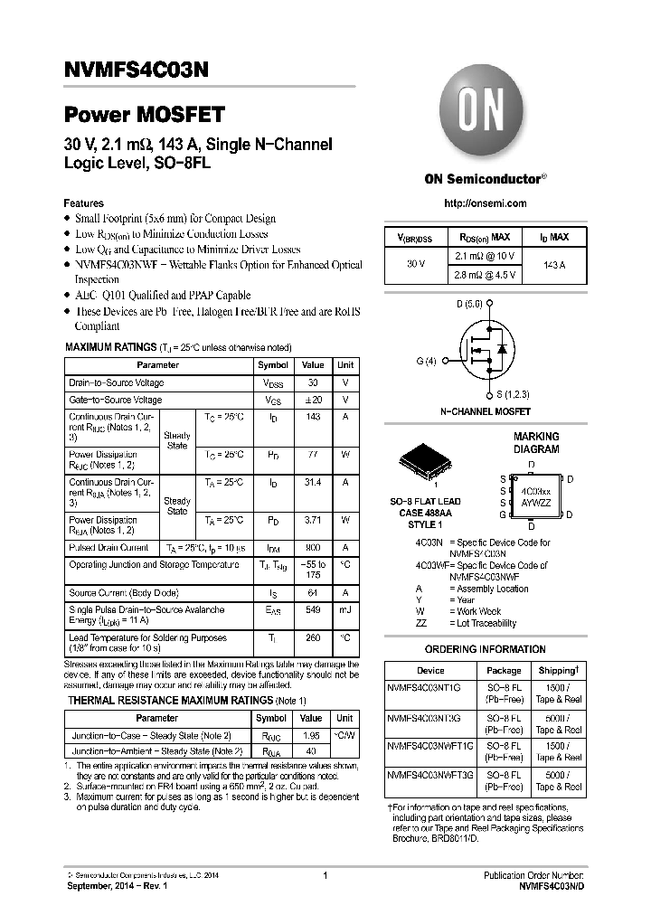 NVMFS4C03NWFT1G_8370191.PDF Datasheet