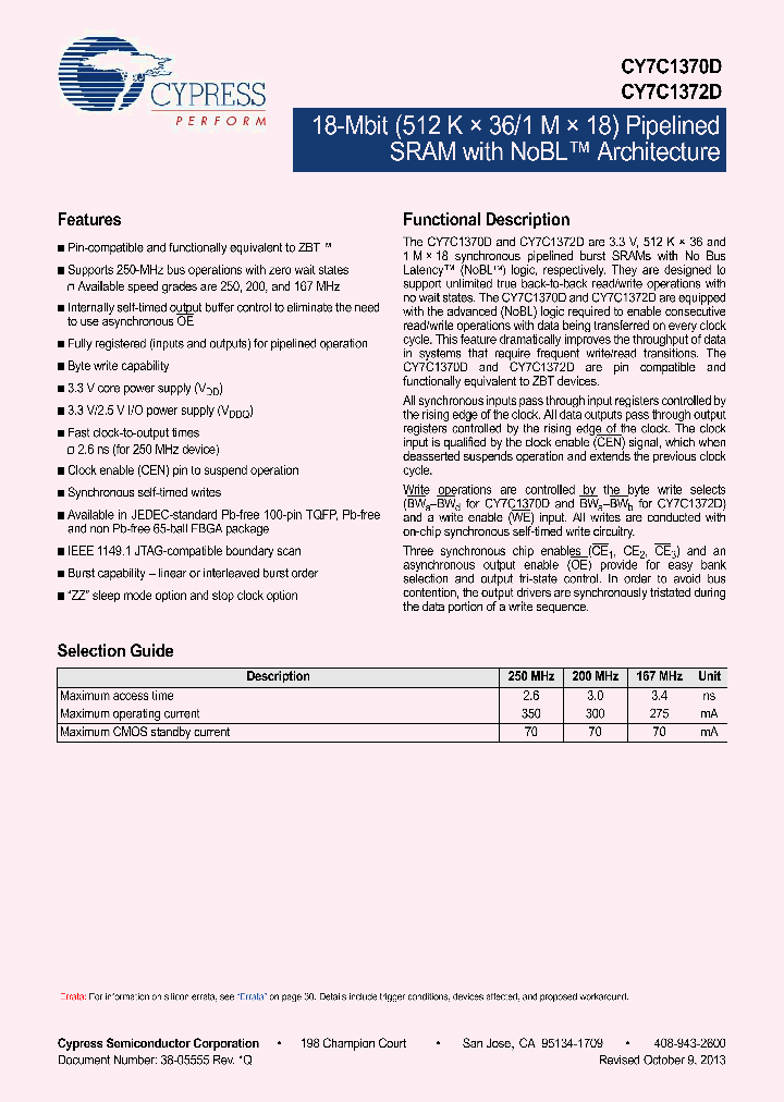 CY7C1372D-167AXCT_8401007.PDF Datasheet