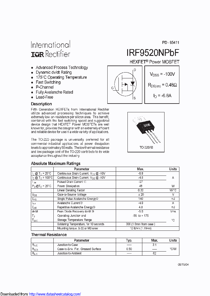 IRF9520NPBF_8526673.PDF Datasheet