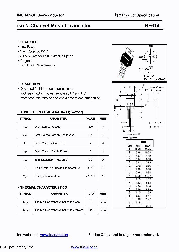 IRF614_8614090.PDF Datasheet