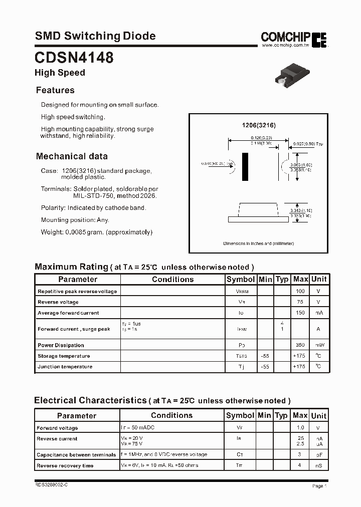 CDSN4148_8826590.PDF Datasheet