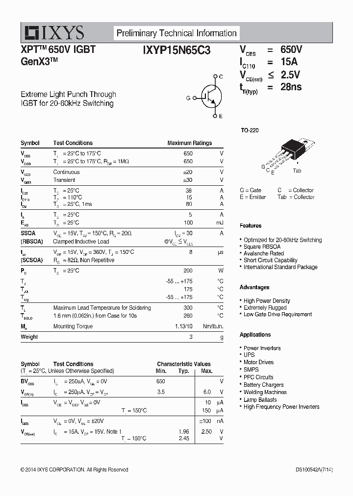 IXYP15N65C3_8848947.PDF Datasheet