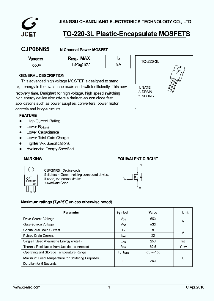 CJP08N65_8941559.PDF Datasheet