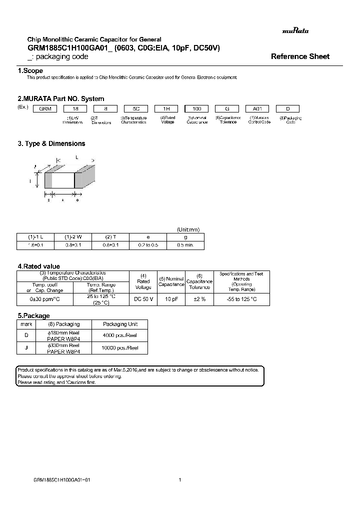 GRM1885C1H100GA01_9012089.PDF Datasheet