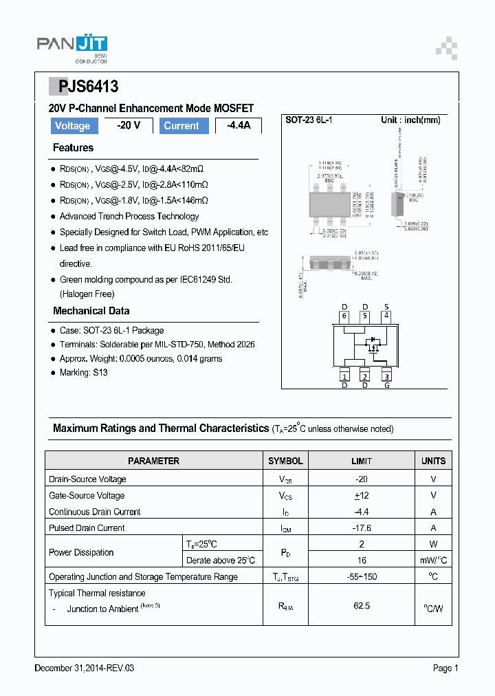 PJS6413_9054393.PDF Datasheet