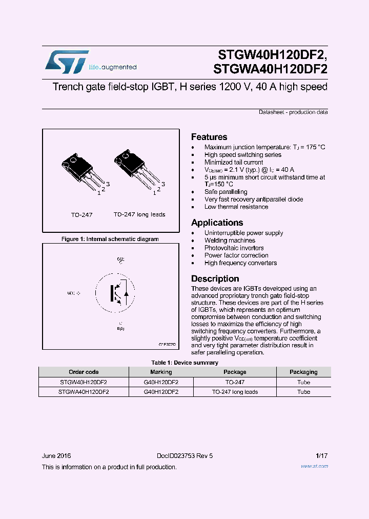 STGW40H120DF2_9065117.PDF Datasheet